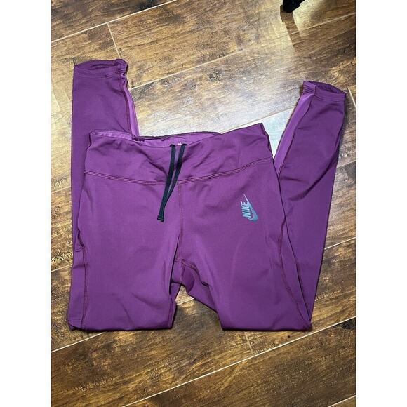 Nike Dri-Fit Waist Tie Running Ankle Athletic Work Out Leggings Size M - Picture 1 of 5